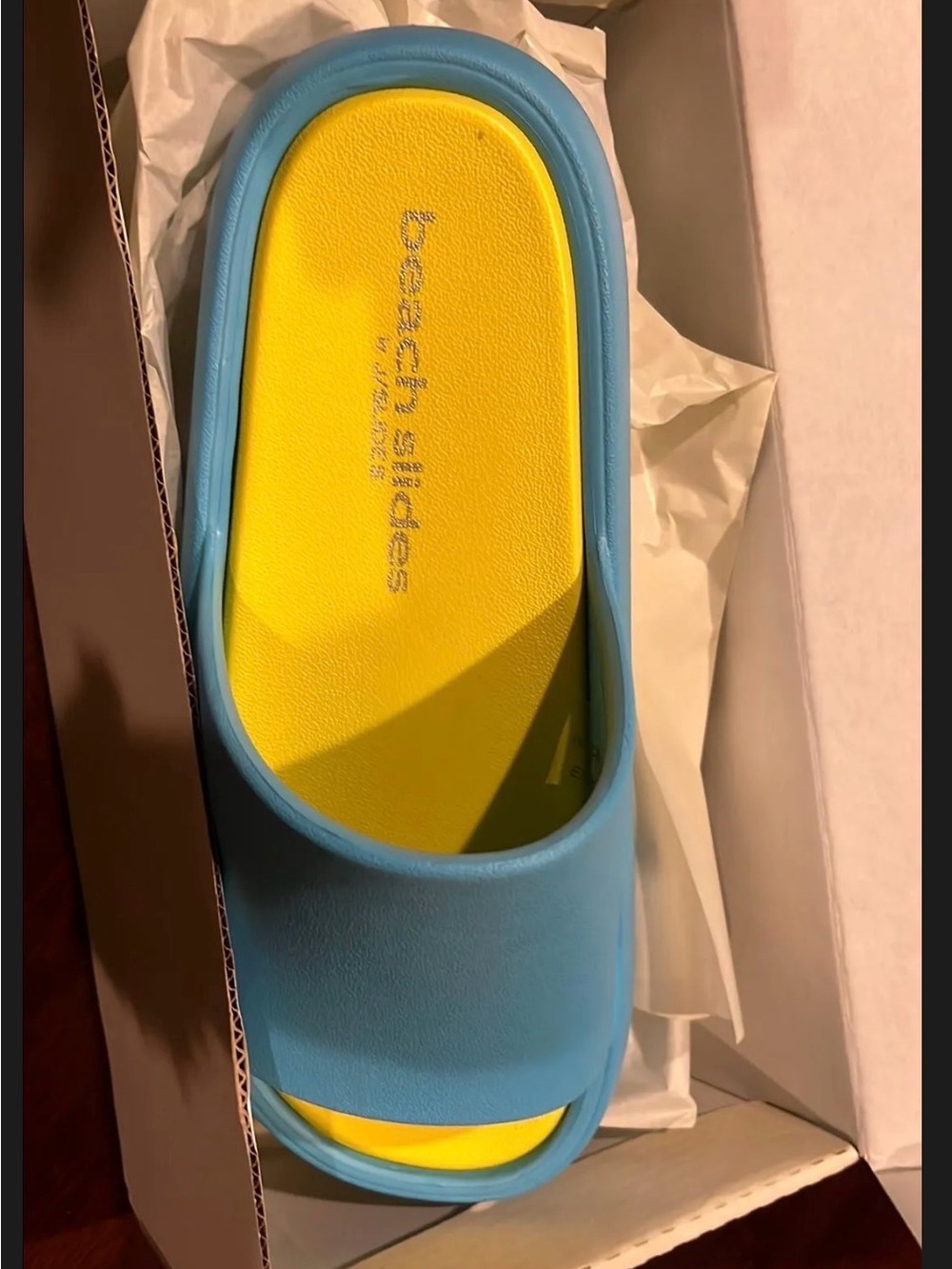 Women’s Blue and Yellow Slide Sandals